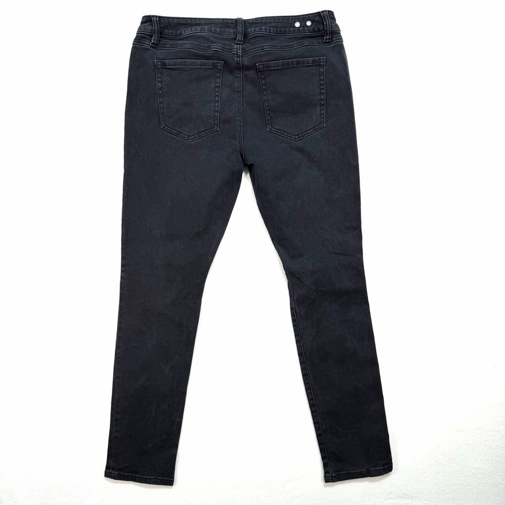 CAbi Women's Slim Boyfriend Jeans Size 6 Black Pants Distressed Torn Knee - Picture 2 of 5